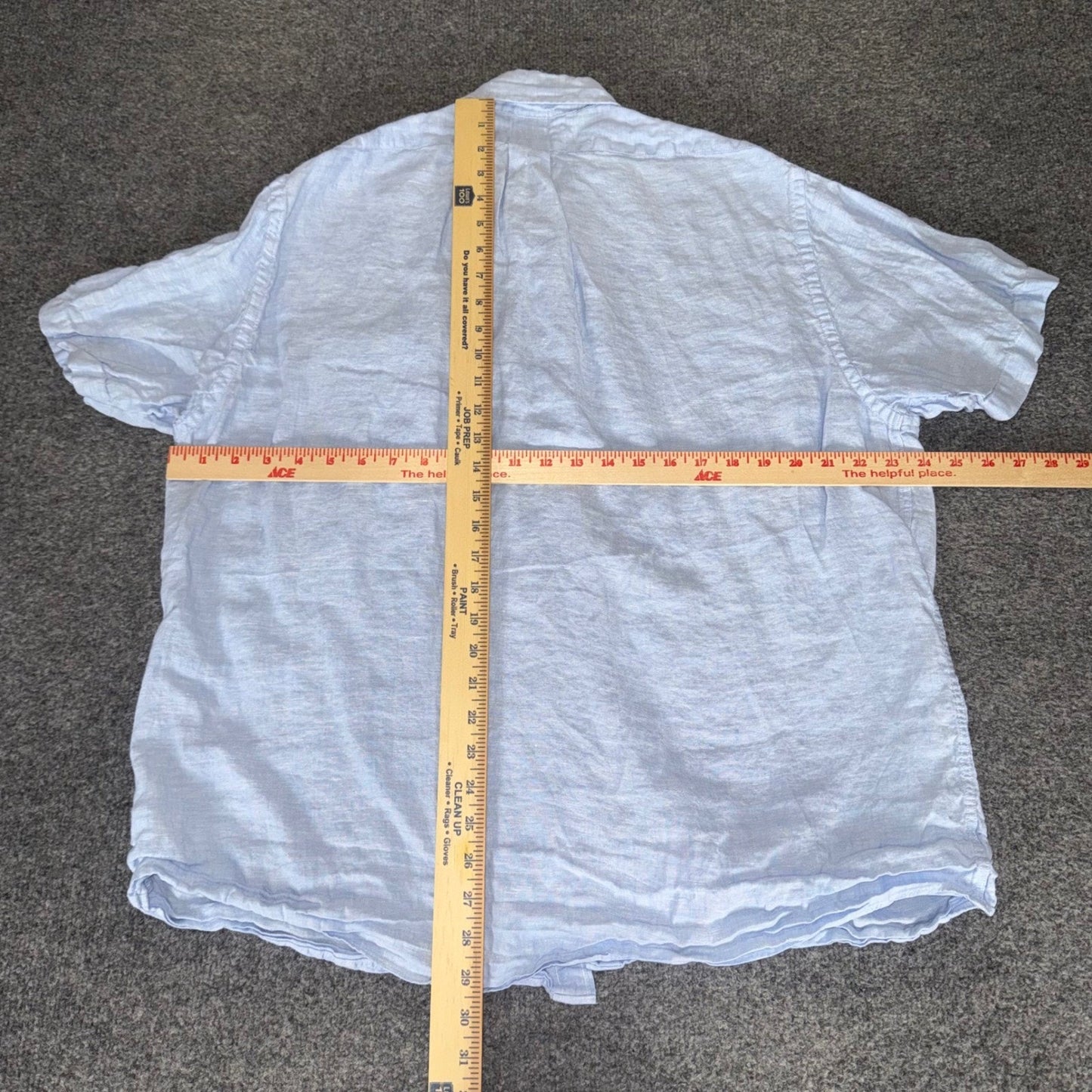Brooks Brothers 1818 Regent Fit Mens XL Light Blue 100% Linen Short Sleeve Shirt