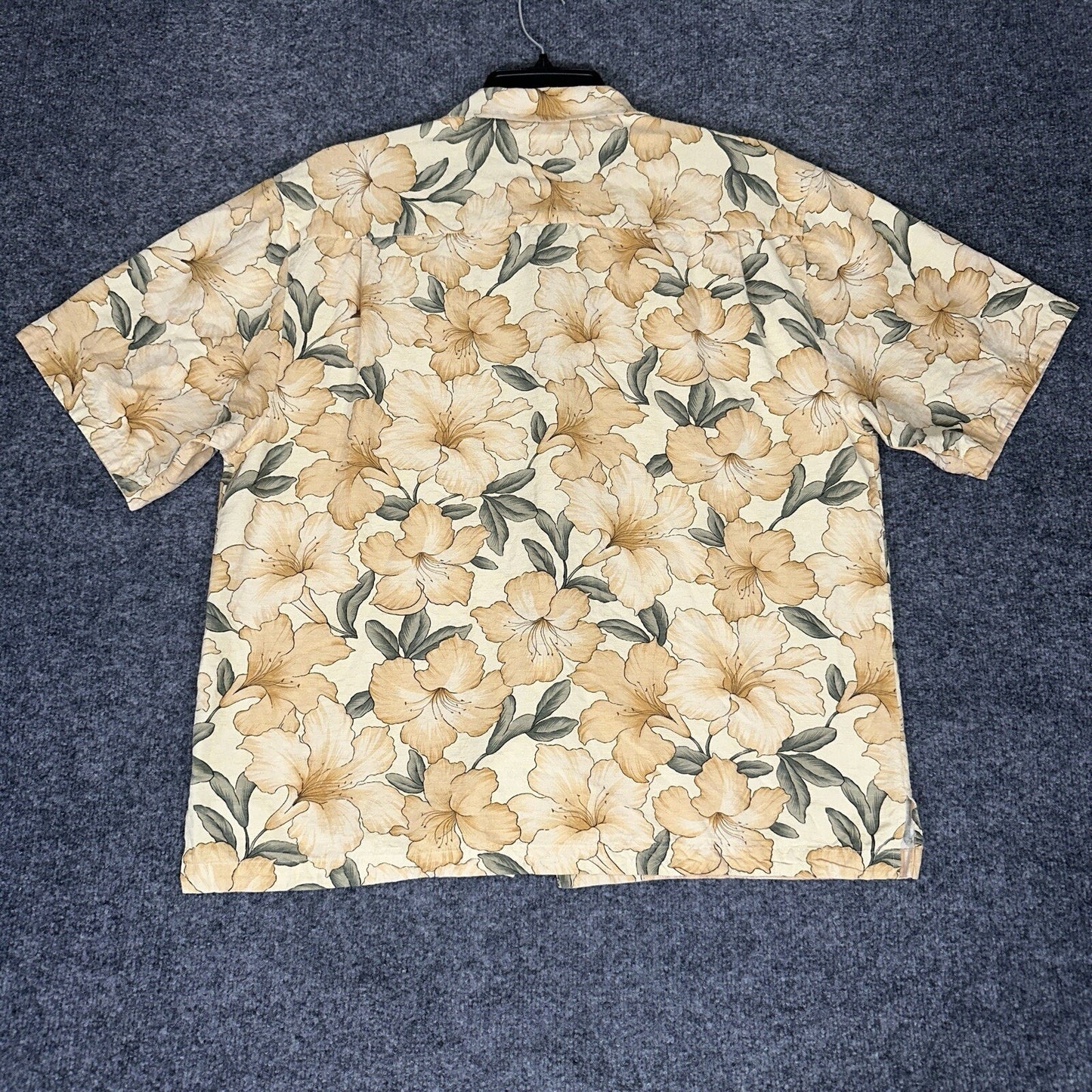 Jamaica Jaxx Shirt Mens Large Yellow Silk Floral Hawaiian Short Sleeve Adult