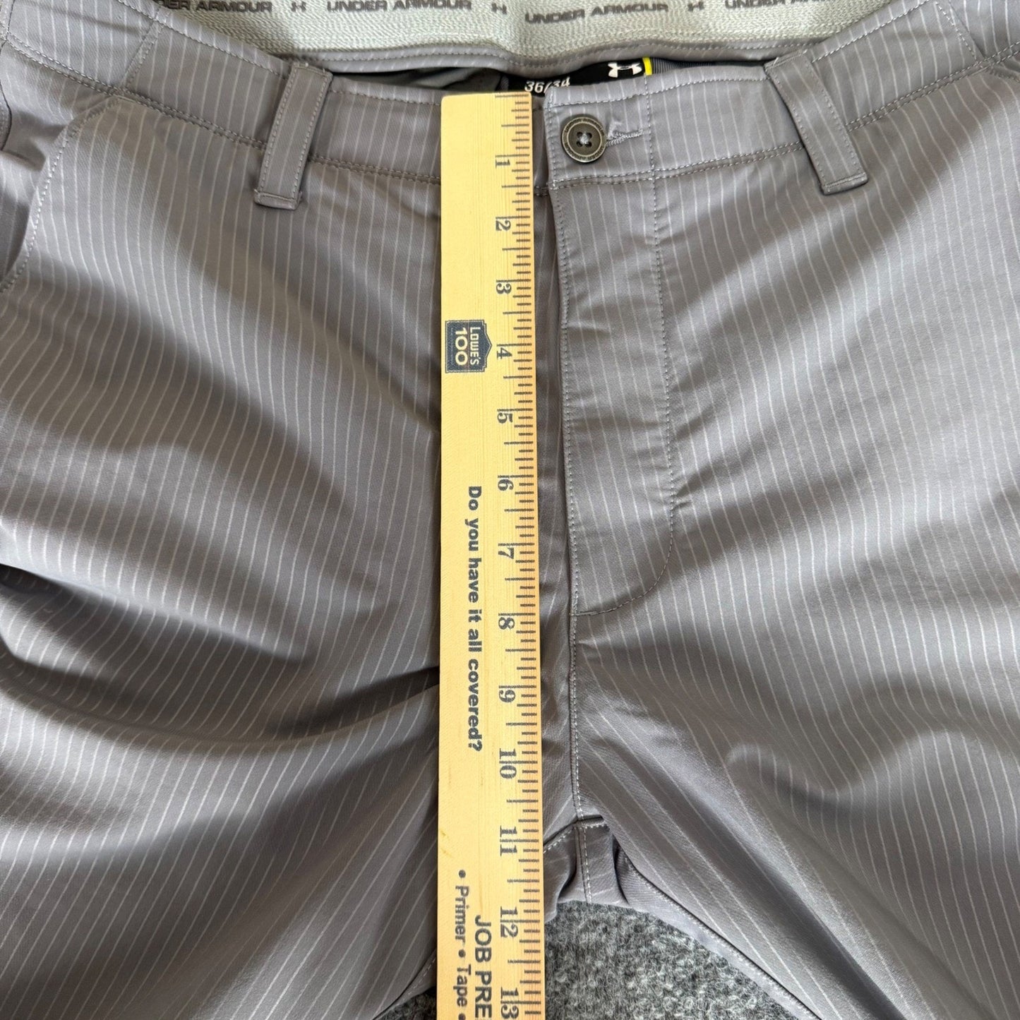 Under Armour Mens Golf Pants Gray Pinstripe Match Play 36x34 Straight Leg Chino
