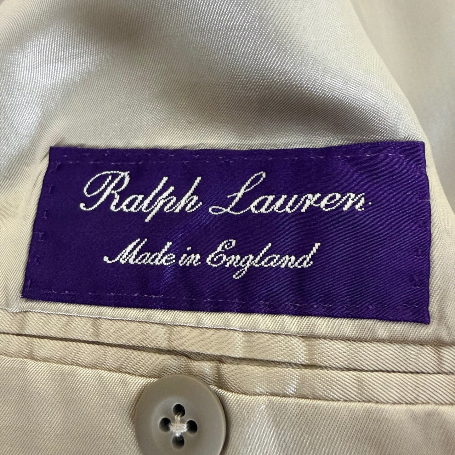 Ralph Lauren Purple Label Douglas Suit Jacket Mens 44L Beige 100% Wool Blazer