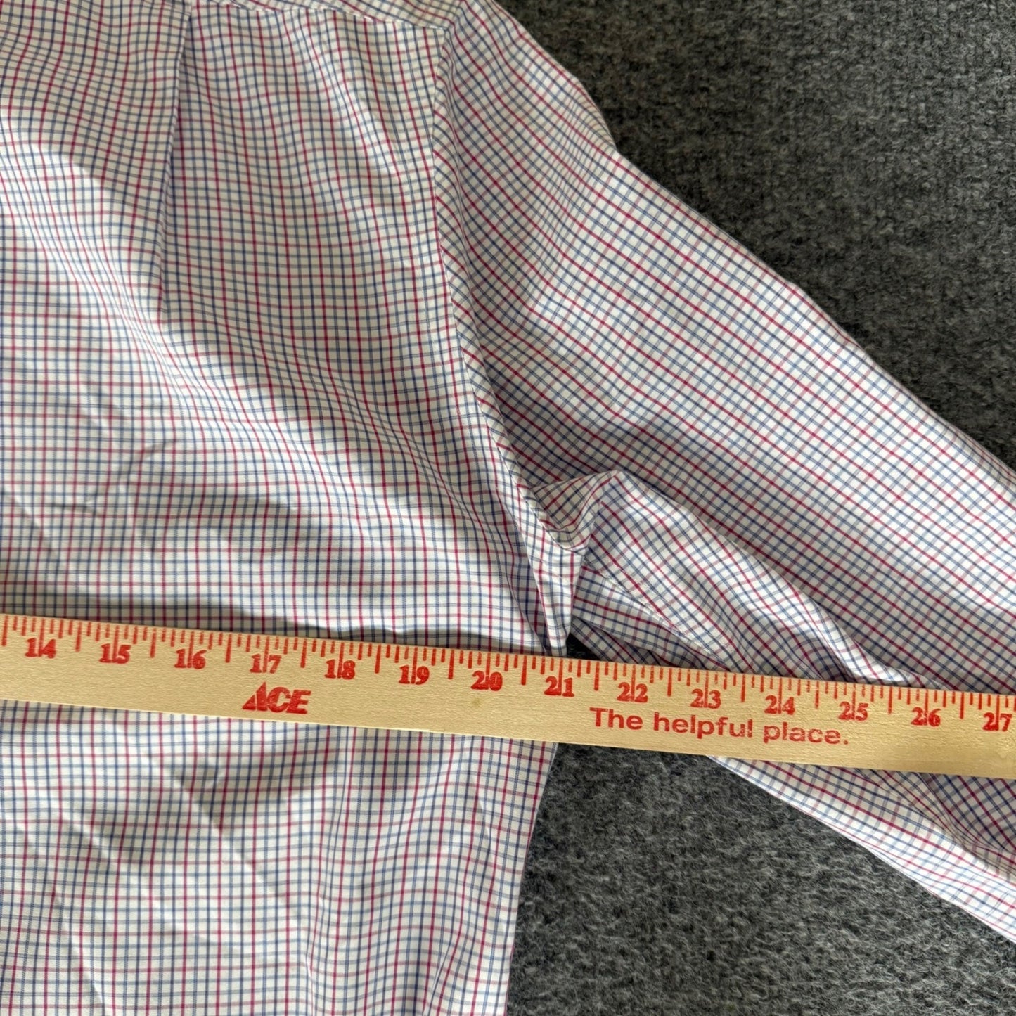 Charles Tyrwhitt Men 15.5 33 Slim Fit Non Iron Cotton Check Dress Shirt Red Blue