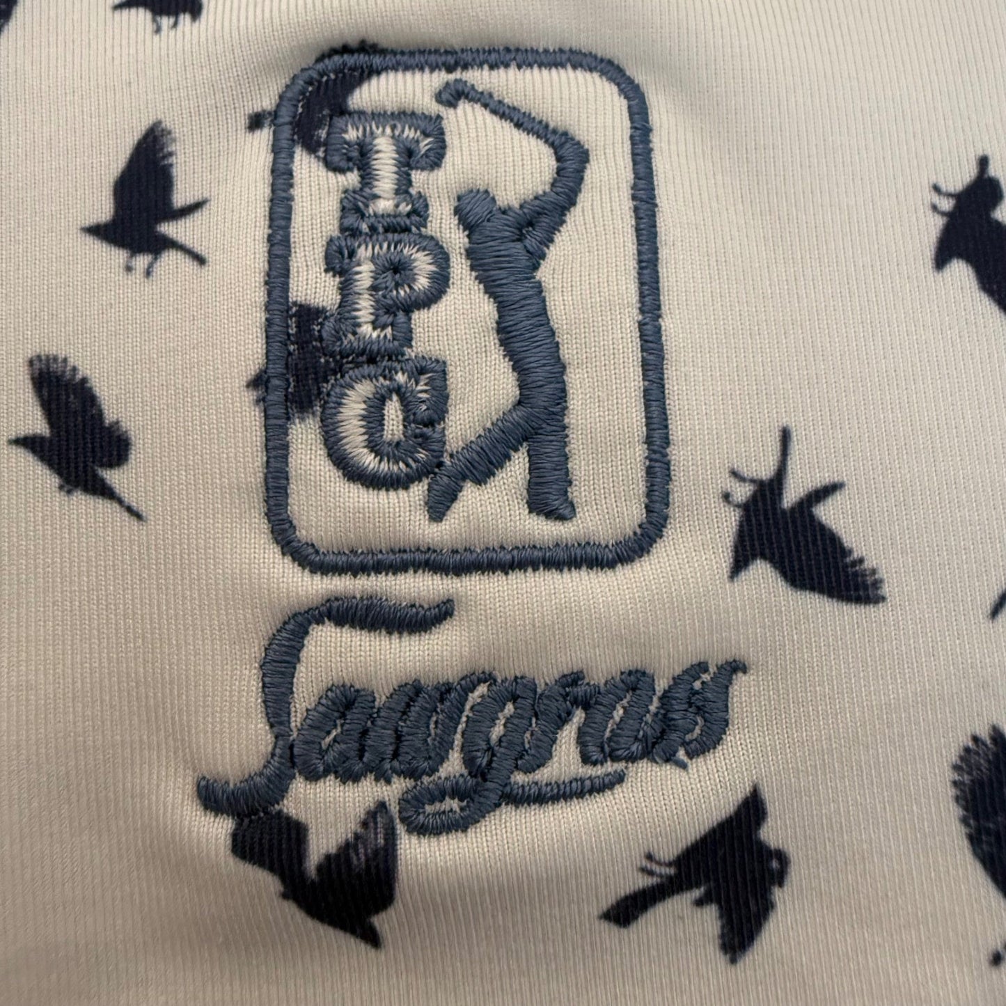 Greyson Golf Polo Shirt Mens XL White Navy Bird Geometric Short Sleeve Sawgrass