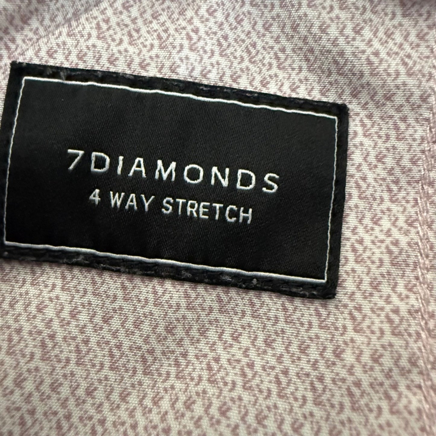 7 Diamonds 4-Way Stretch Shirt Men Large Geometric Short Sleeve Button Up Casual