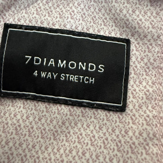 7 Diamonds 4-Way Stretch Shirt Men Large Geometric Short Sleeve Button Up Casual