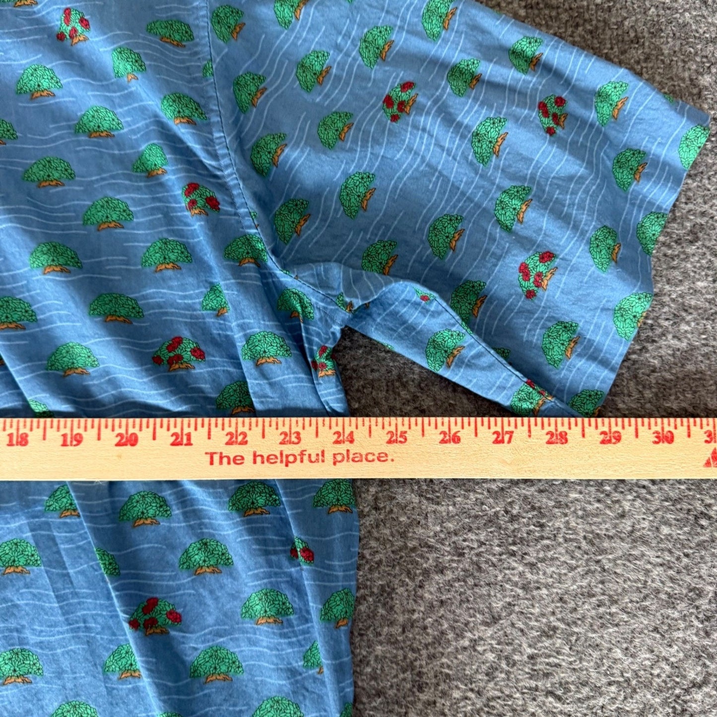 Reyn Spooner Hawaiian Shirt Men XL Blue Egyptian Cotton Tree Print Popover Aloha