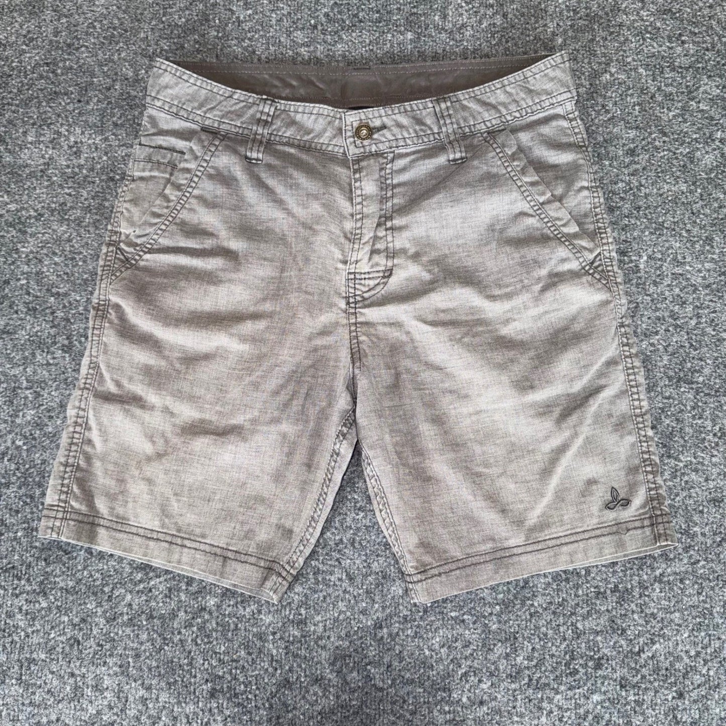 Prana Furrow Shorts Mens 30 (Fits 32) Gray Casual Walking Hiking Cargo Outdoor