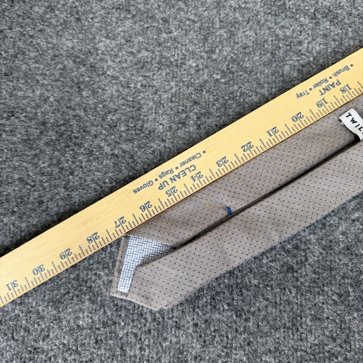 Twillory Mens Skinny Necktie Taupe Tan Navy Micro Dot Handmade Dress Tie Formal