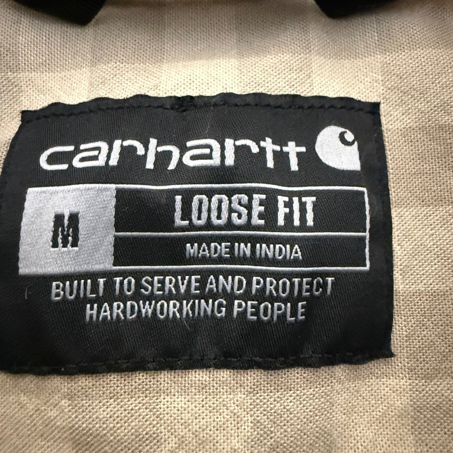Carhartt Workwear Button Up Shirt Short Sleeve Loose Fit Tan Plaid Mens Medium