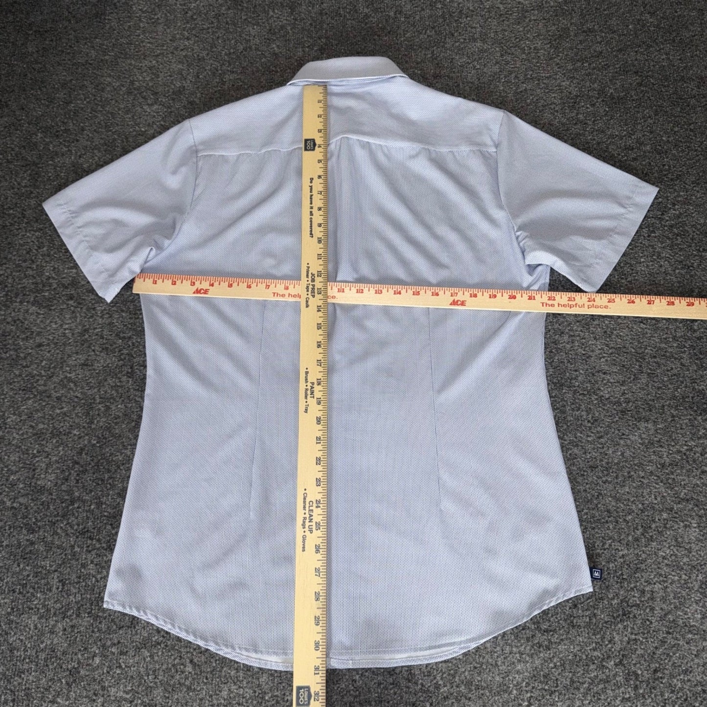 Mizzen+Main Mens Medium Trim Fit Short Sleeve Button Down Shirt Blue Performance