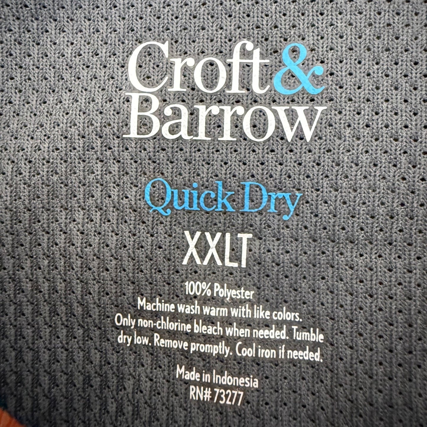 Croft & Barrow Mens XXLT Orange Plaid Quick Dry Short Sleeve Button Down Shirt