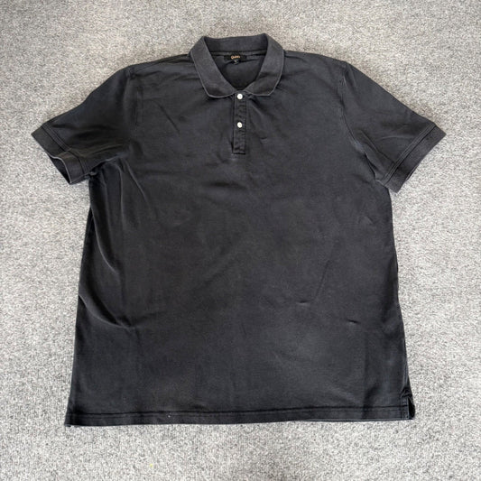 Quince Mens Organic Cotton Stretch Polo Shirt Black Short Sleeve Large Casual