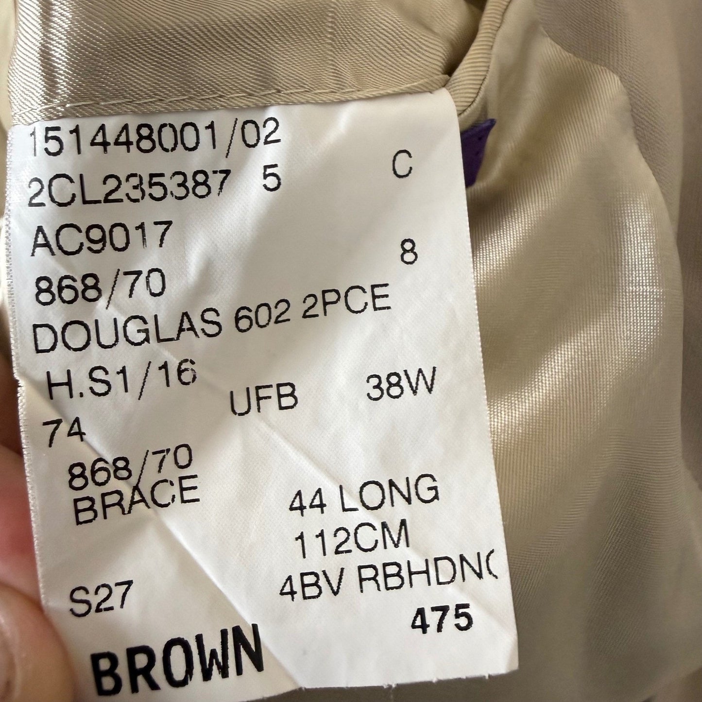 Ralph Lauren Purple Label Douglas Suit Jacket Mens 44L Beige 100% Wool Blazer