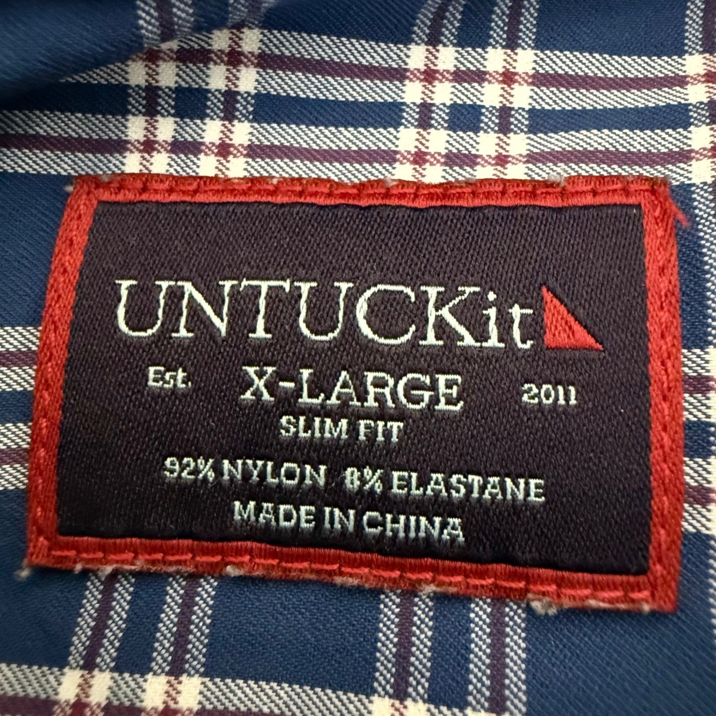 UNTUCKit Shirt Mens XL Slim Fit Blue Plaid Long Sleeve Button Up Stretch Casual