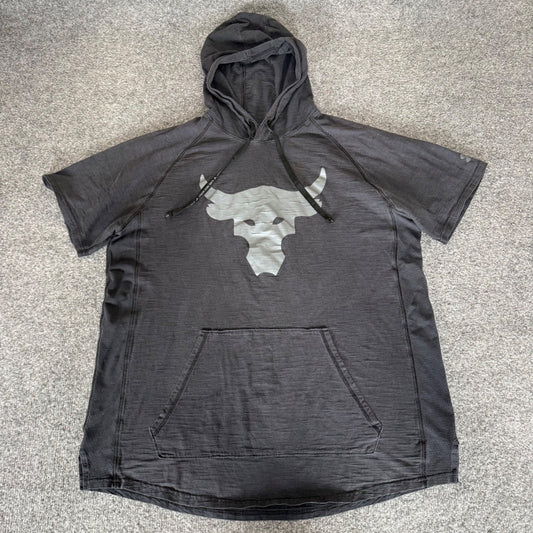Under Armour Project Rock Charged Hoodie Shirt Men Large Brahma Bull Gym Workout
