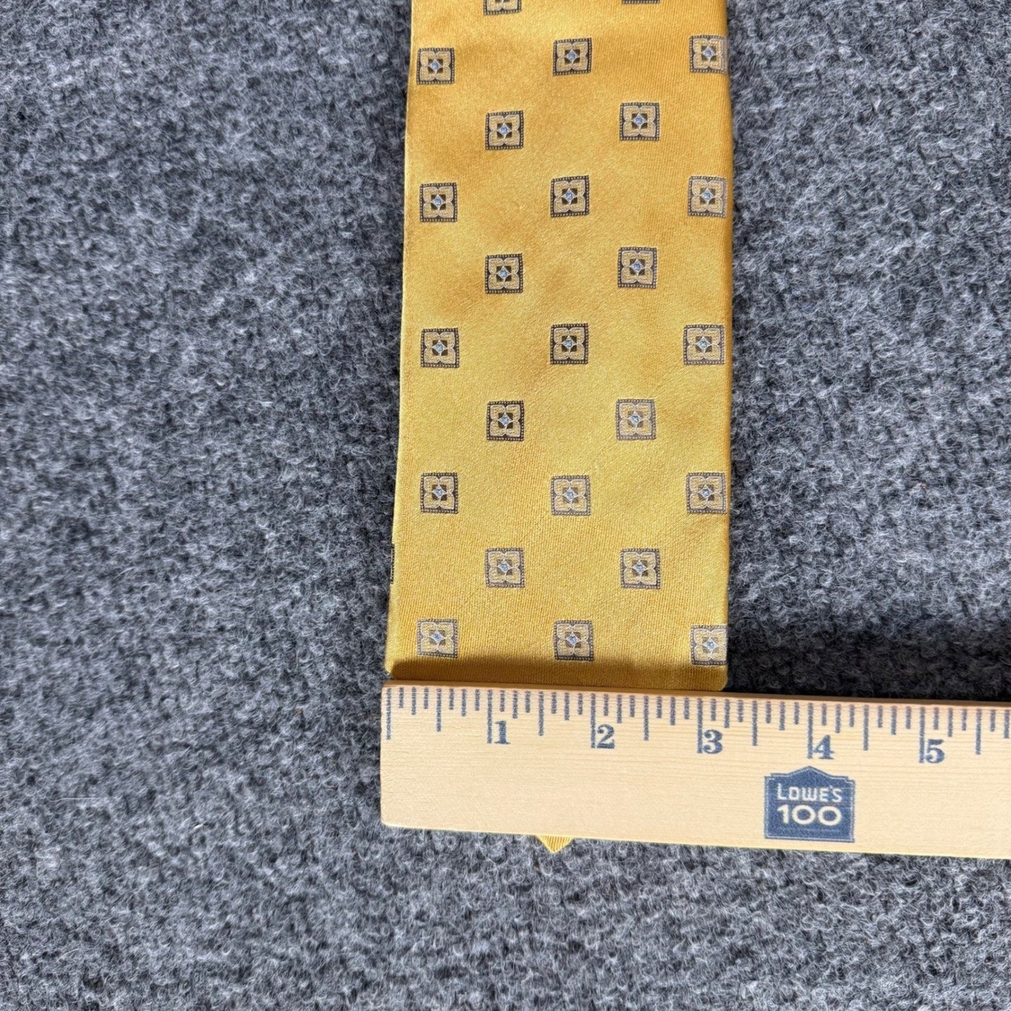 Canali Mens Silk Tie Yellow Geometric Medallion Made in Italy Formal Necktie