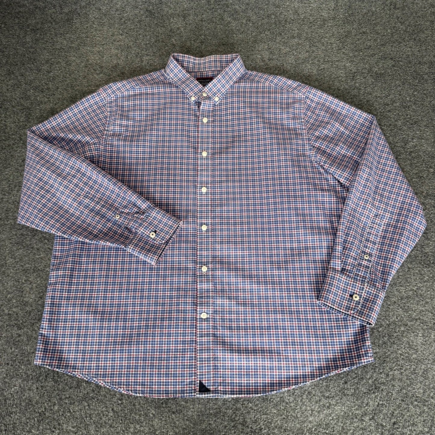 UNTUCKit Mens XXL Blue Red Plaid Button Down Shirt Flannel Cotton Long Sleeve