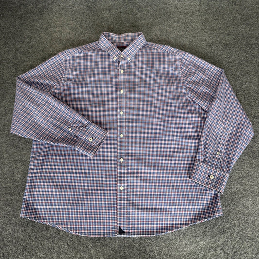 UNTUCKit Mens XXL Blue Red Plaid Button Down Shirt Flannel Cotton Long Sleeve