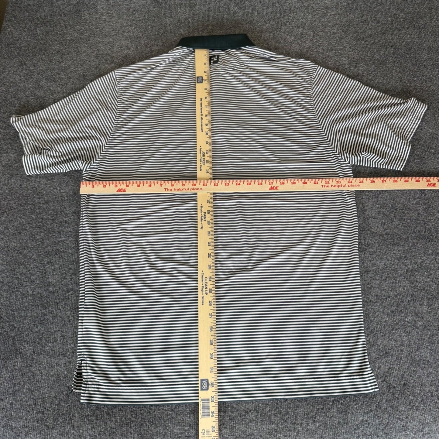 FootJoy Golf Polo Shirt Mens Large Striped Green Performance Short Sleeve Active
