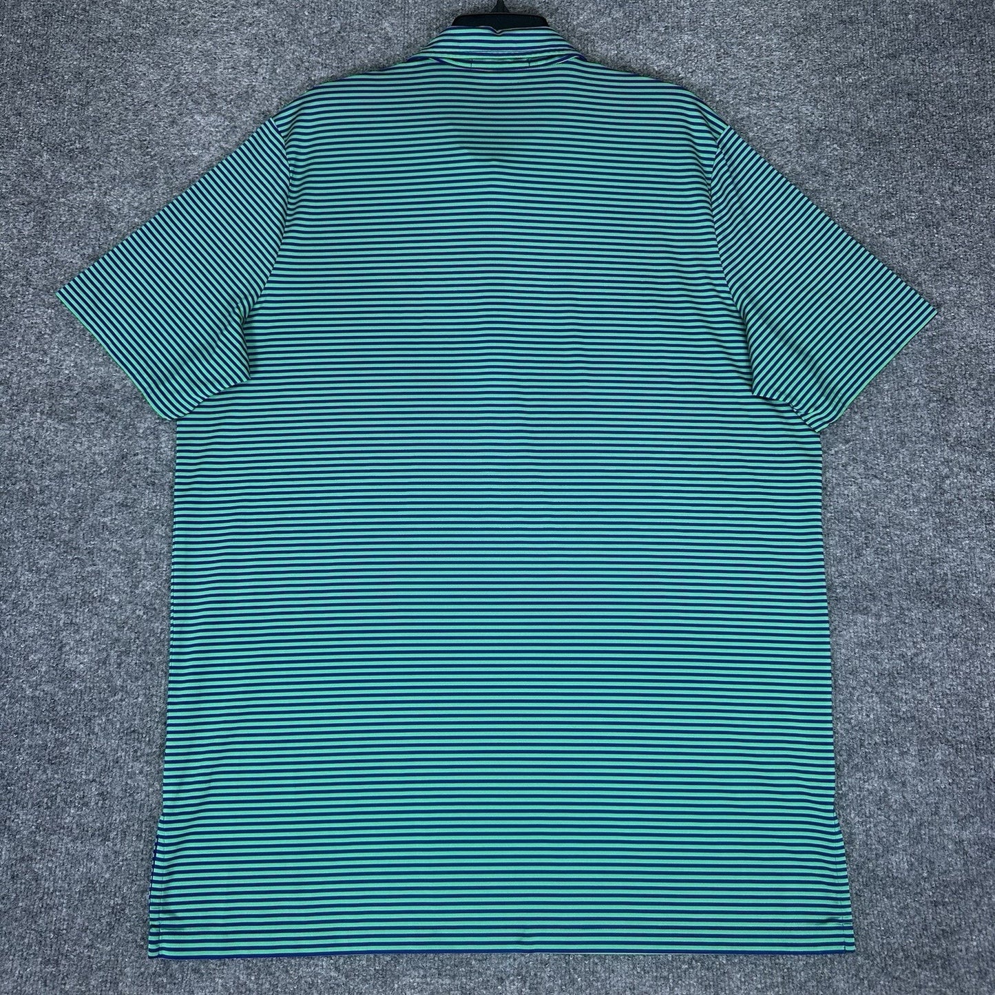 RLX Ralph Lauren Polo Shirt Mens XL Green Blue Striped Golf Short Sleeve Stretch