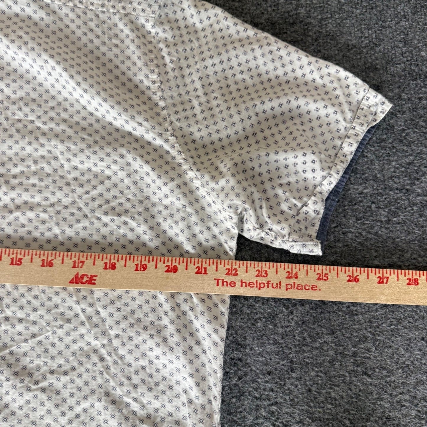 7Diamonds Mens Large White Geometric Short Sleeve Button Up Shirt Stretch Casual