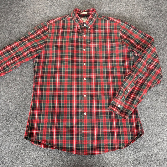 J.Crew Classic Plaid Shirt Mens Medium Red Green Button Down Long Sleeve Preppy