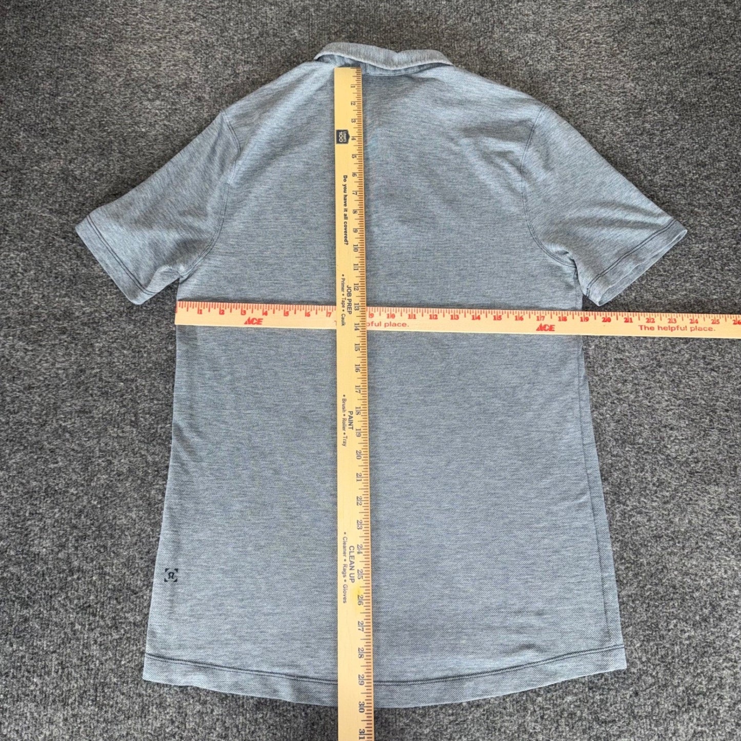 Lululemon Polo Shirt Mens Medium Heather Blue Short Sleeve Performance Stretch