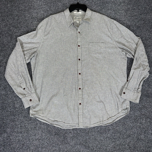 Lucky Brand Shirt Mens 2XL Grey Striped Slim Fit Long Sleeve Casual Pocket Adult