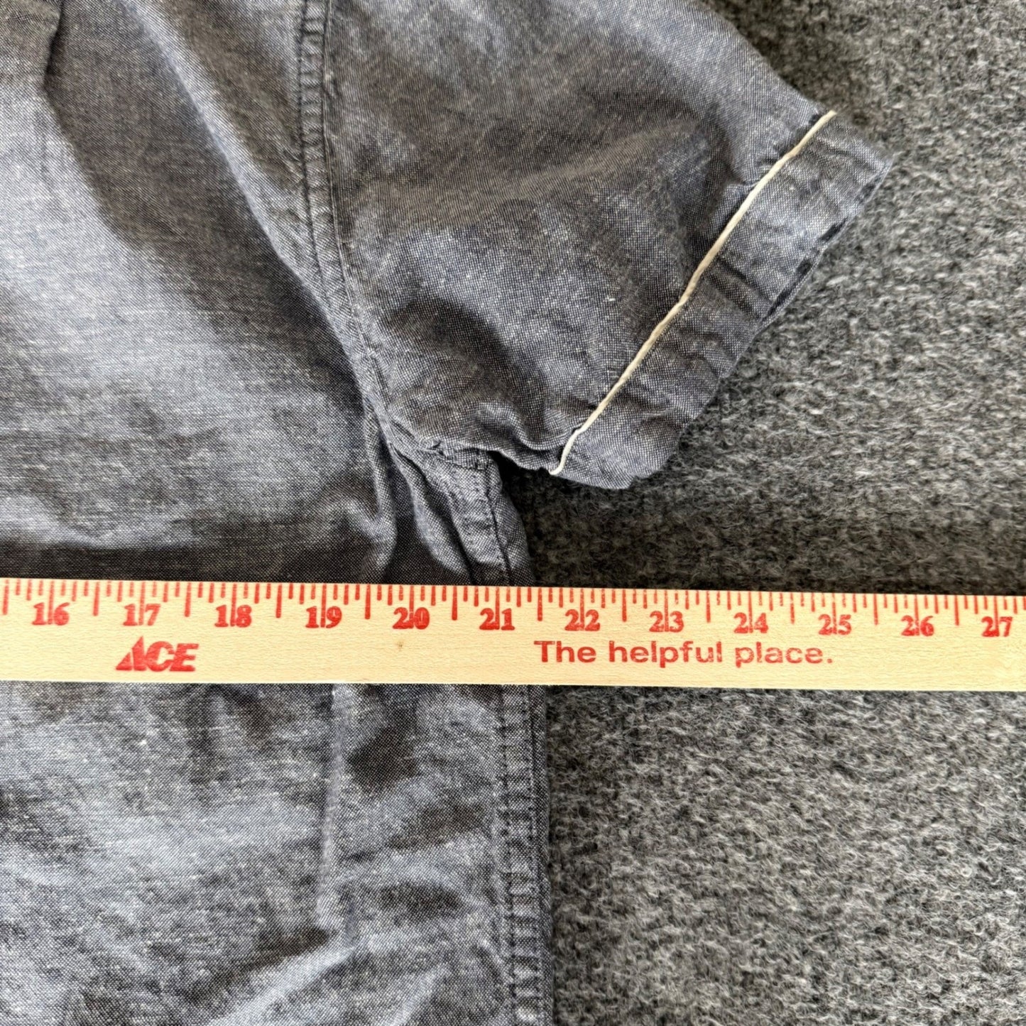 Katin Mens Medium Gray Cotton Linen Short Sleeve Button Up Shirt Casual Surf