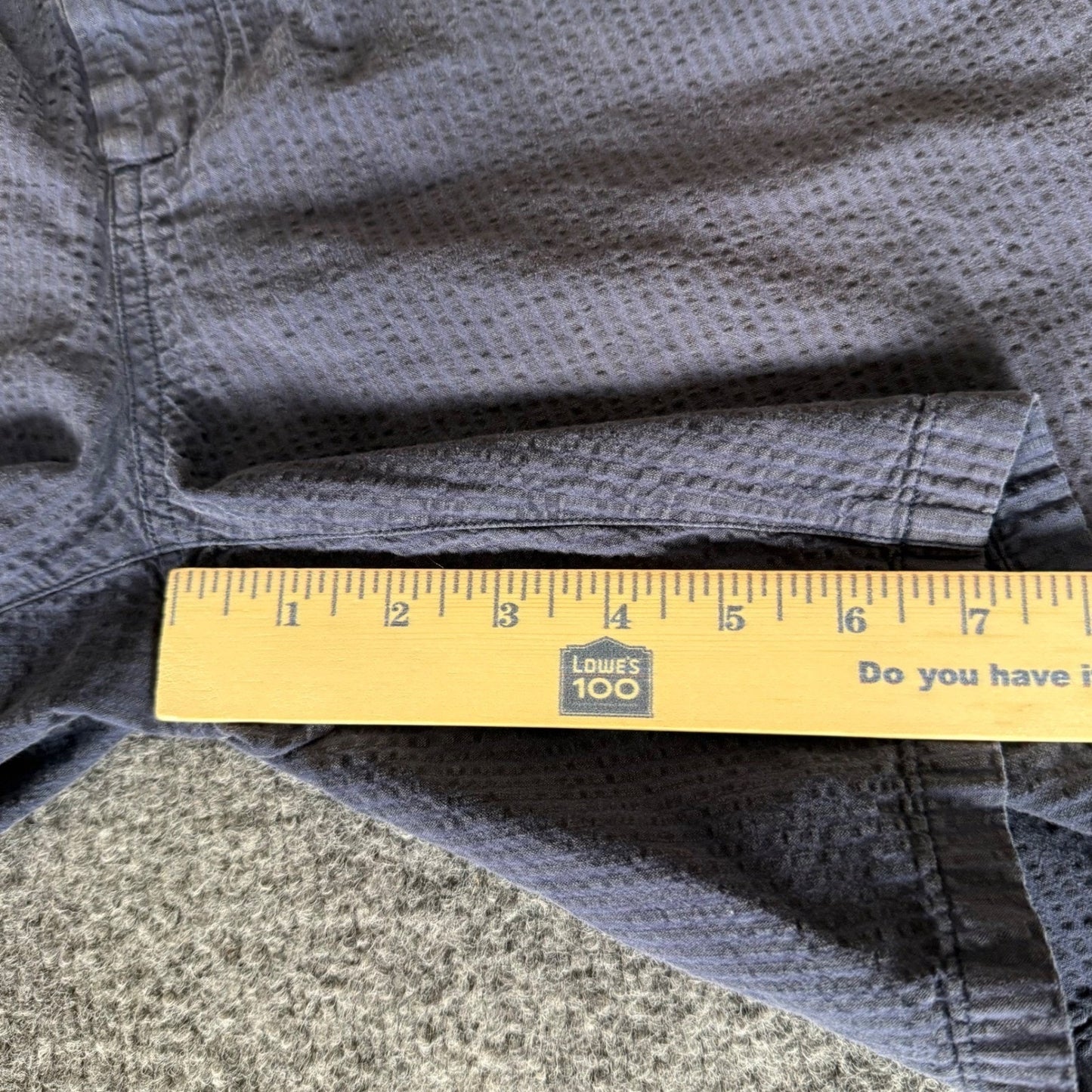 Outerknown Mens Large Navy Blue Seersucker Shorts Sustainable Casual Surf Summer