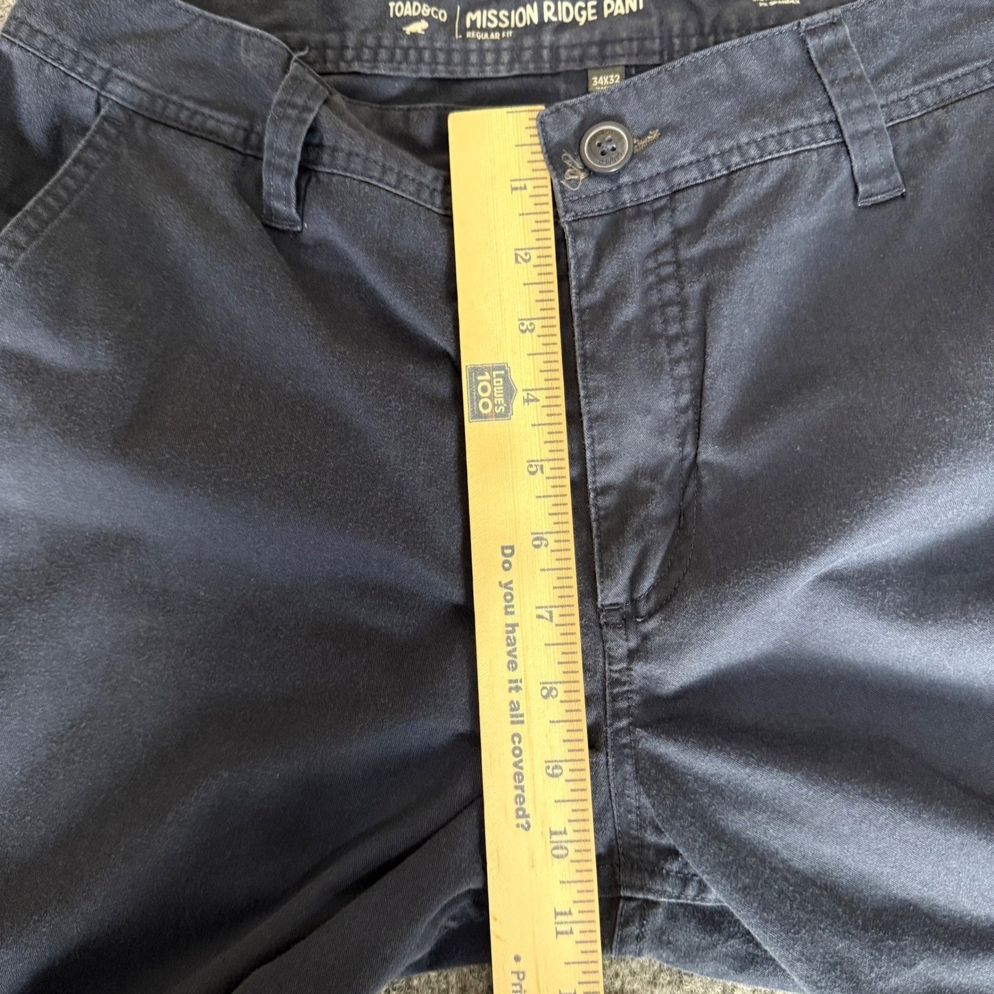Toad&Co Mission Ridge Mens Pants 34x32 Navy Blue Stretch Casual Outdoor Travel