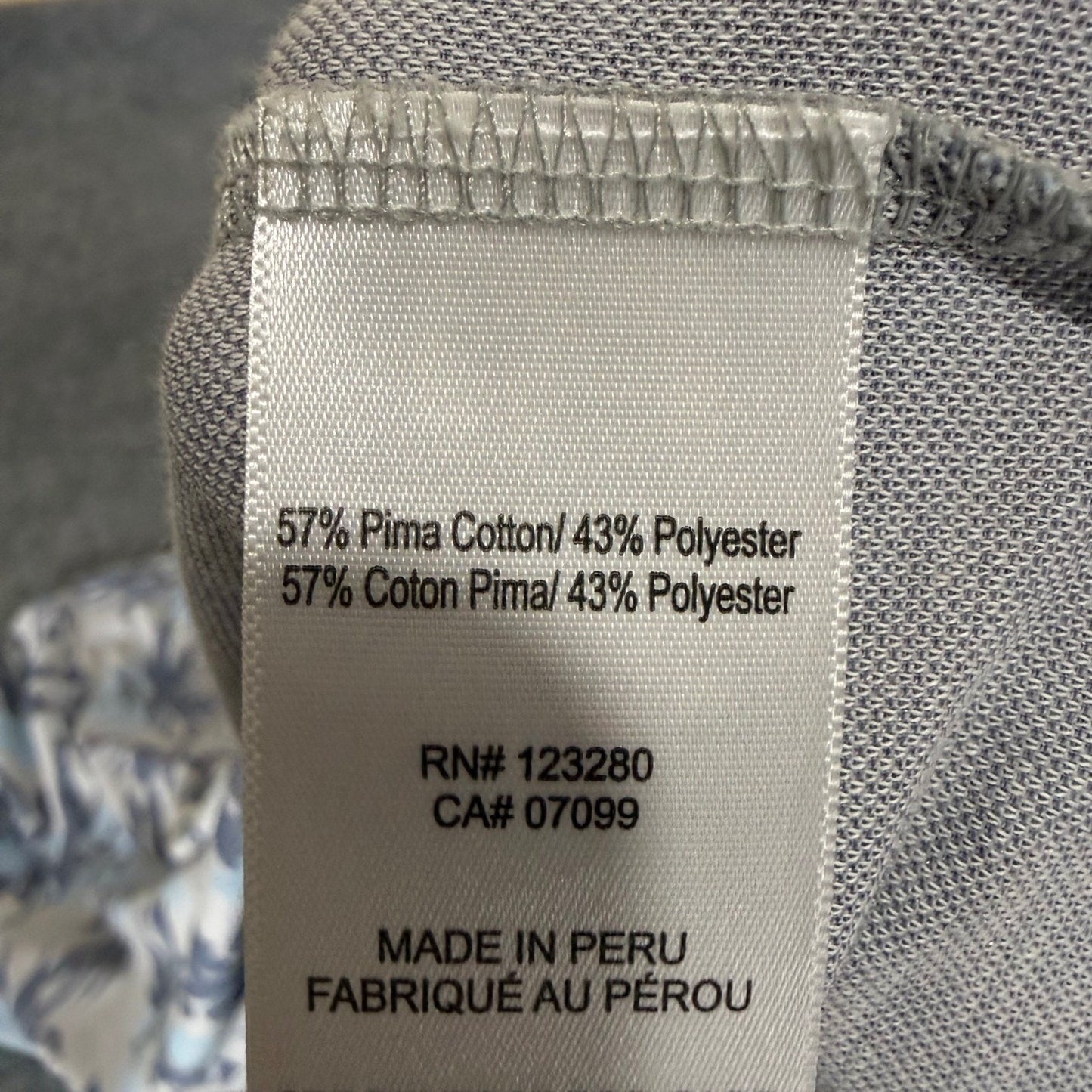 Travis Mathew Mens Polo Shirt XXL Blue Gray Floral Short Sleeve Golf Performance