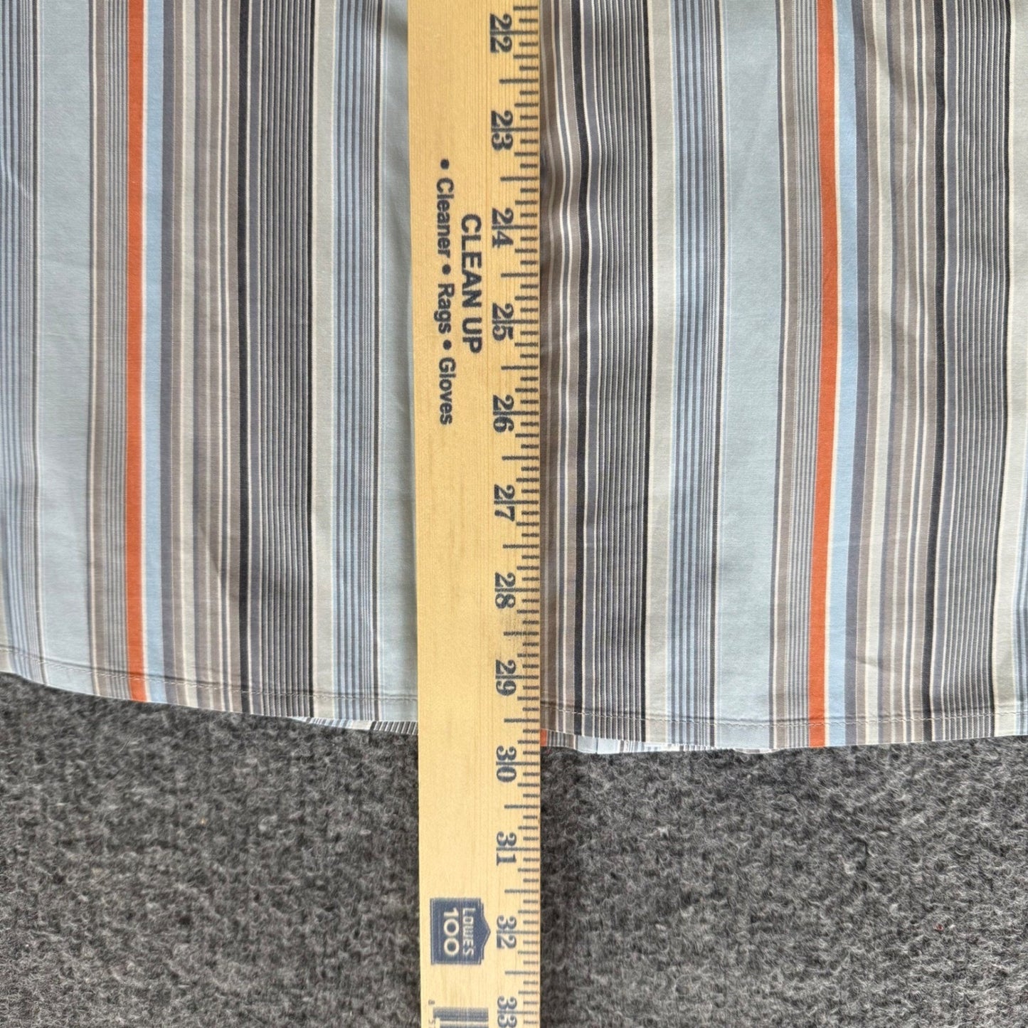 Faconnable Mens XL Button Down Shirt Blue Orange Striped Cotton Long Sleeve