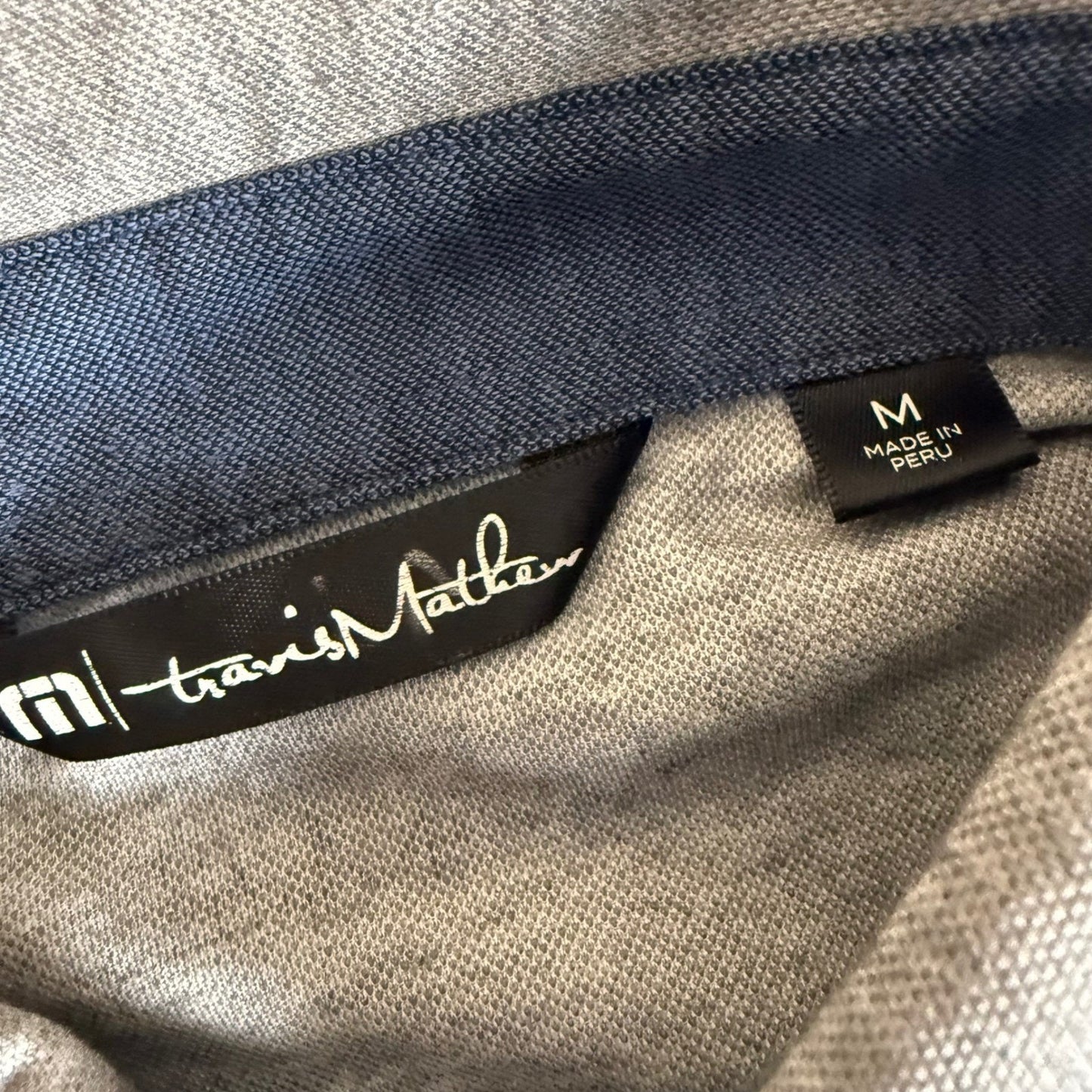 Travis Mathew Polo Shirt Mens Medium Gray Black Golf Casual Short Sleeve Stretch