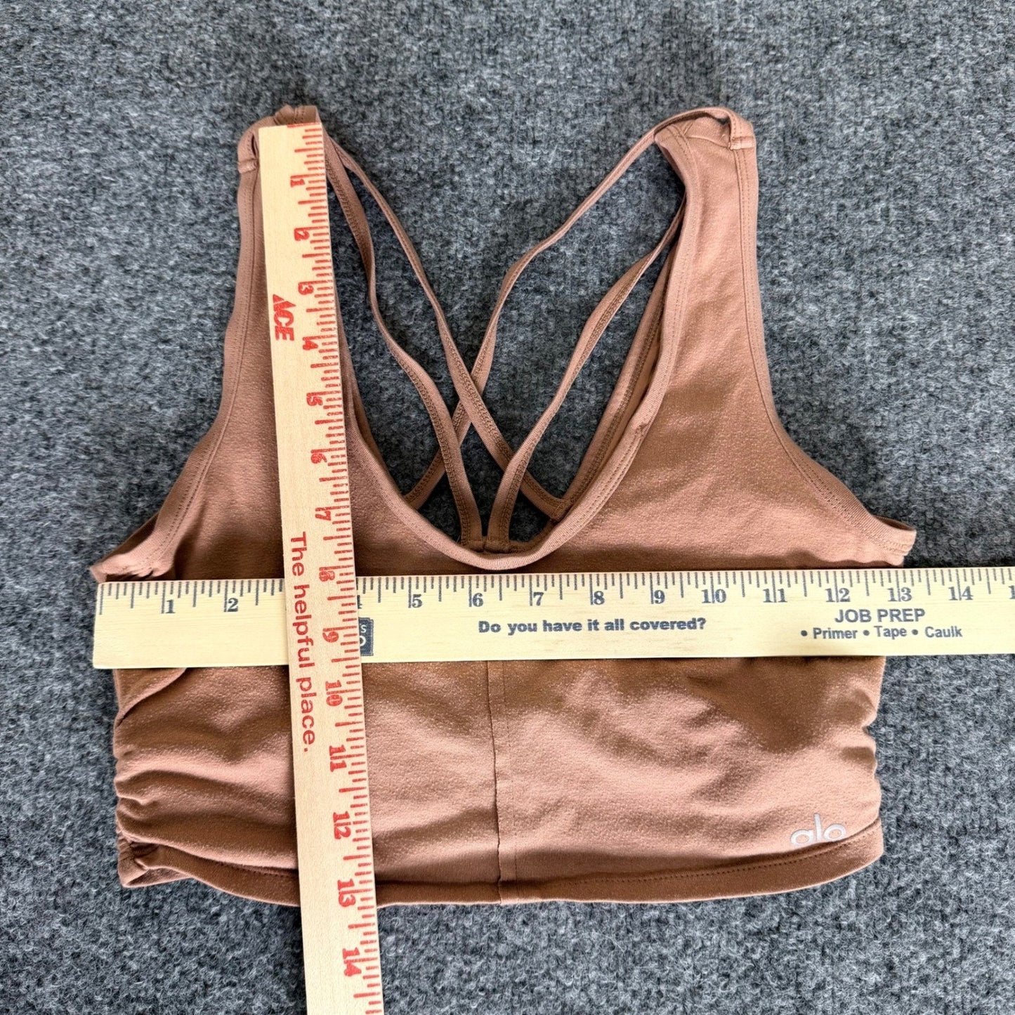 Alo Yoga Ribbed Bra Top Copper Rust Womens Small Strappy Back Cropped Activewear