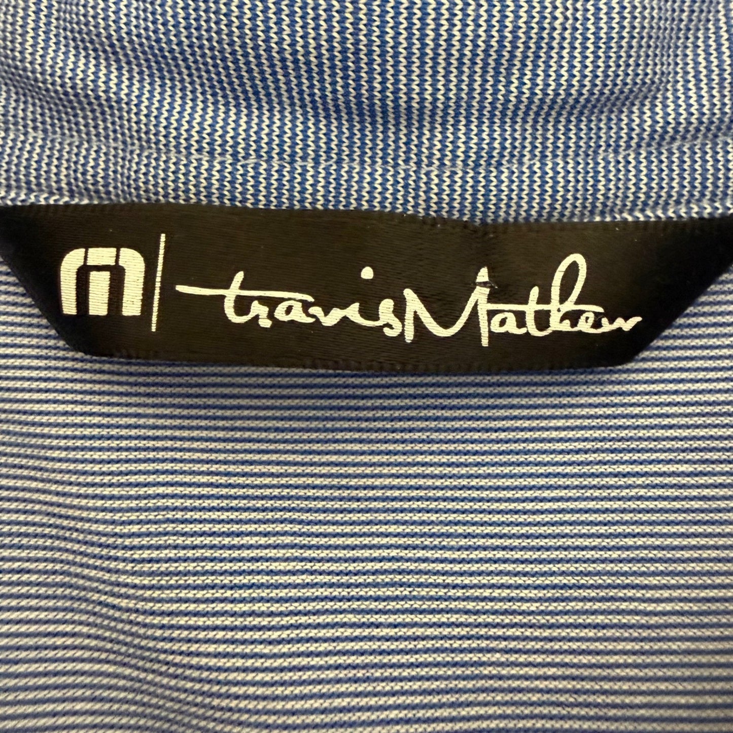 Travis Mathew Polo Shirt Mens M Blue Short Sleeve Golf Stretch Casual Athletic