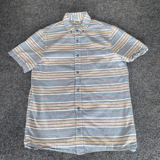 Vans Mens Small Striped Cotton Short Sleeve Button Down Shirt Skate Streetwear