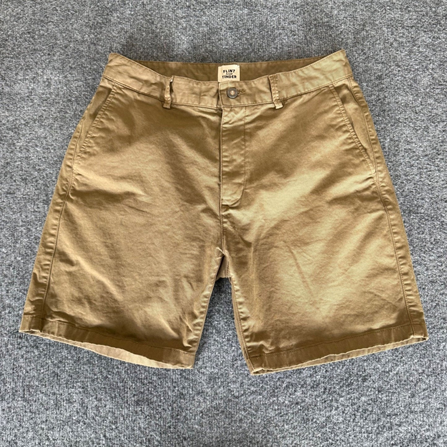 Flint and Tinder Mens 31 Shorts Brown Chino Casual Everyday Comfort Cotton Twill