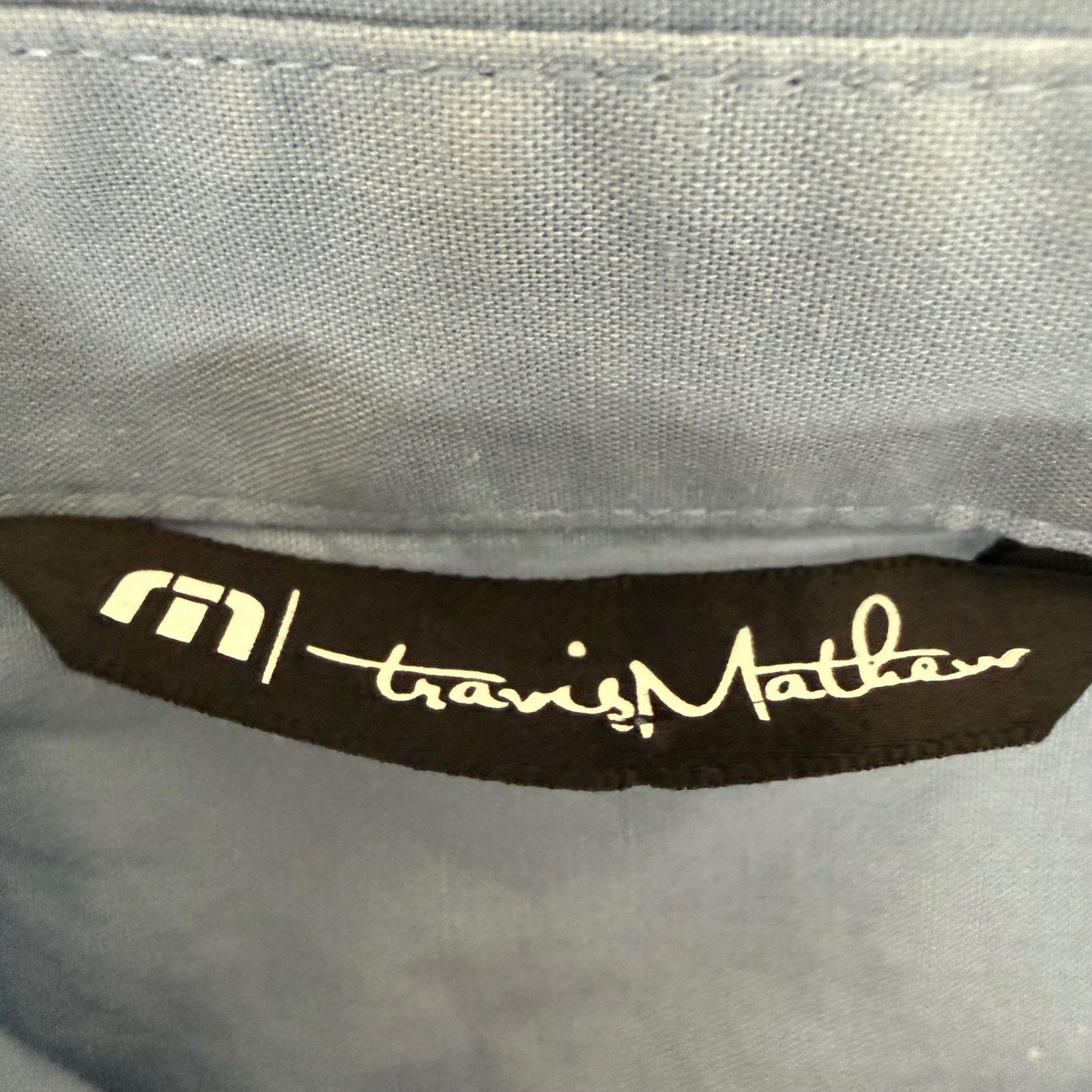 TravisMathew Mens Large Blue Short Sleeve Button Up Shirt Golf Casual Comfort