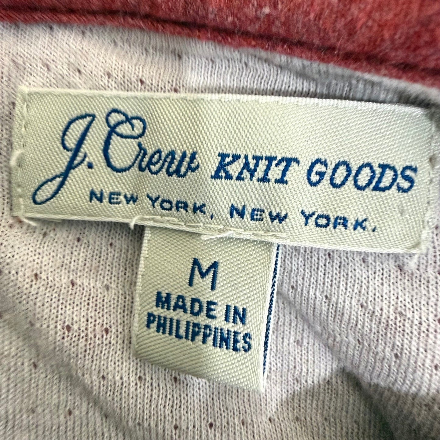 J. Crew Knit Goods Mens Medium Long Sleeve Snap Henley Red Shirt Cotton Casual