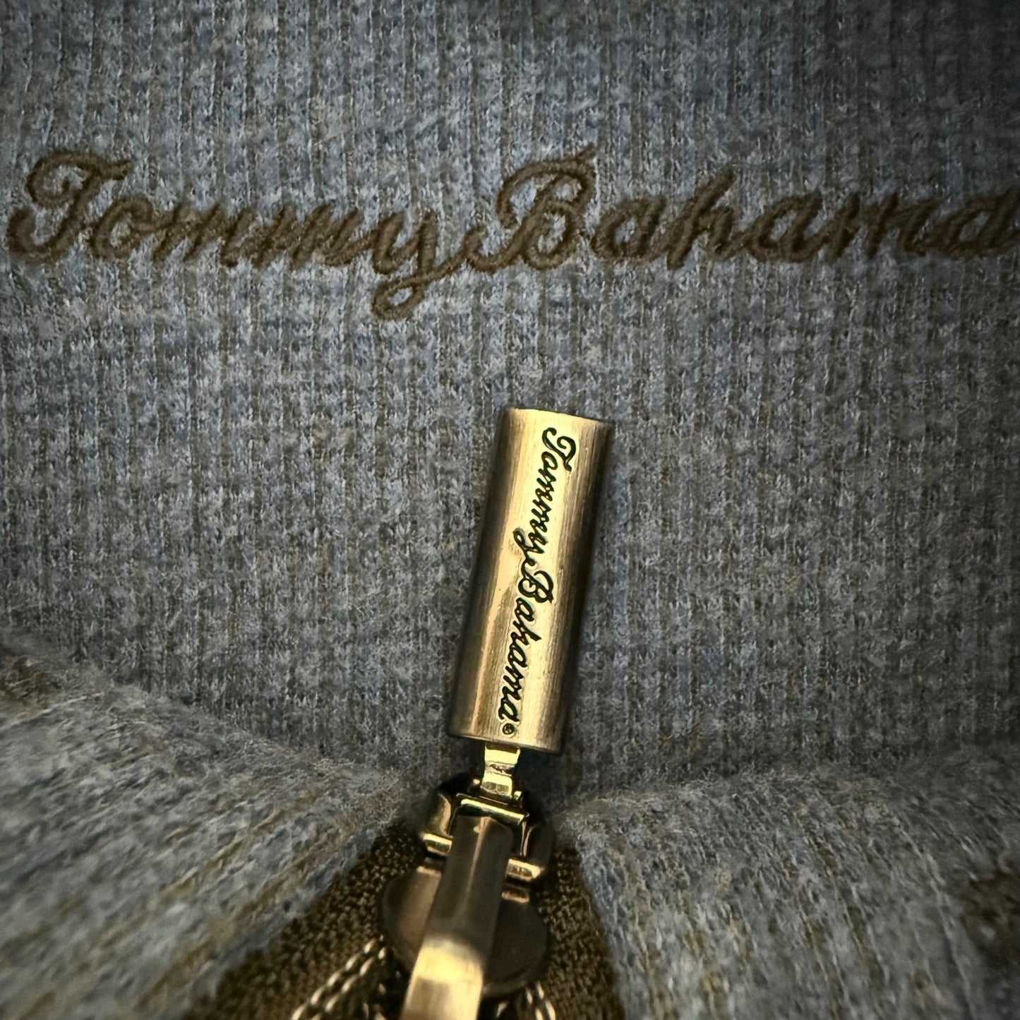 Tommy Bahama Reversible Quarter Zip Pullover Mens Large Grey Blue Cotton Tencel