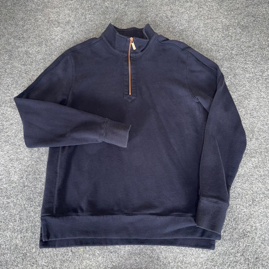 Good Man Brand Mens Navy Blue 100% Cotton Quarter Zip Pullover Sweatshirt Large