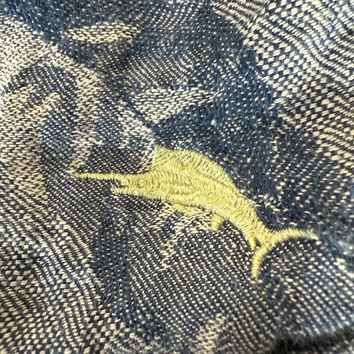 Tommy Bahama Linen Shirt Mens XXL Blue Palm Leaf Print Short Sleeve Button Up