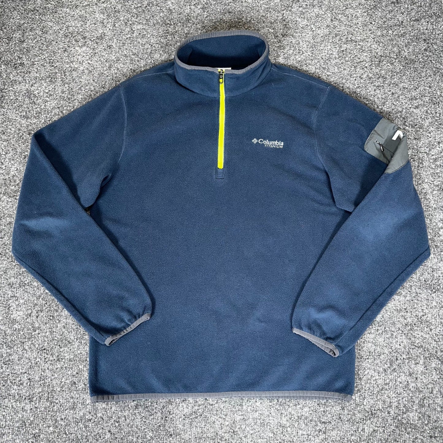 Columbia Titanium Sweatshirt Men's Small Blue Fleece 1/4 Zip Long Sleeve Outdoor