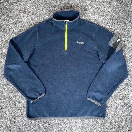 Columbia Titanium Sweatshirt Men's Small Blue Fleece 1/4 Zip Long Sleeve Outdoor