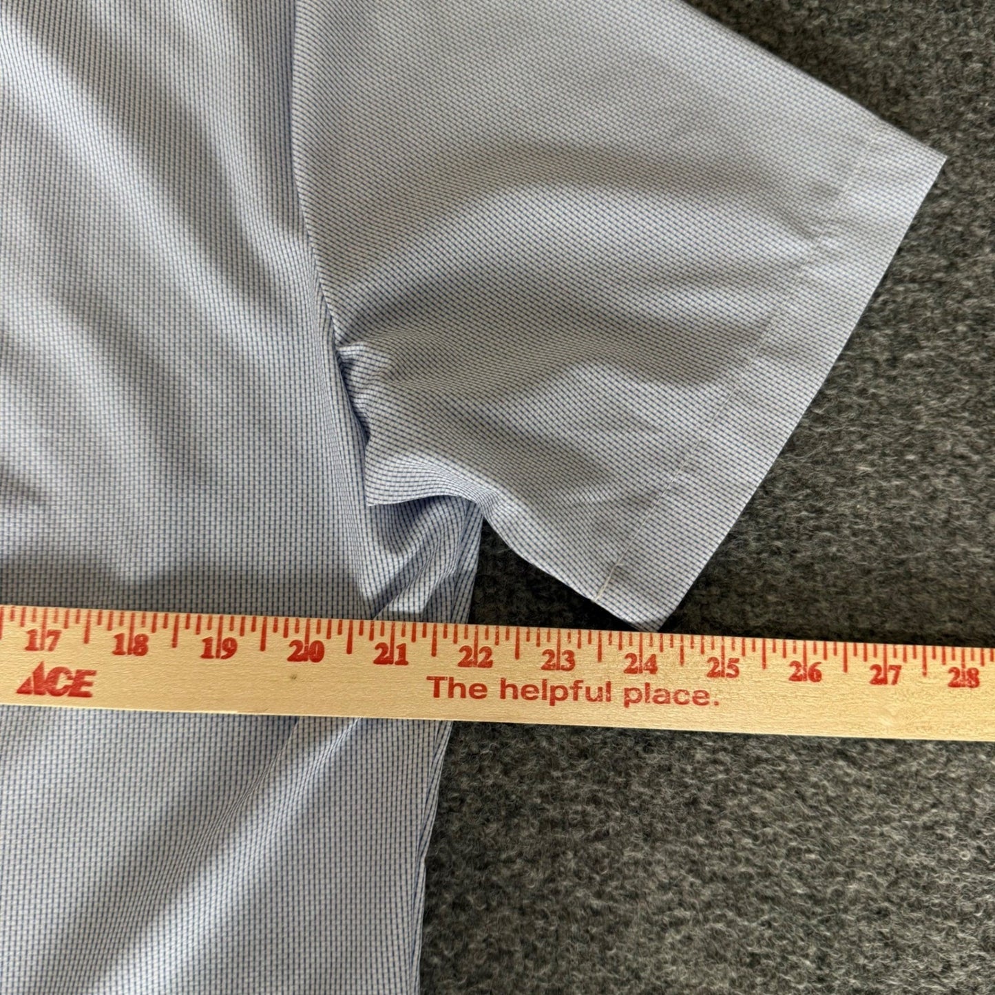 Mizzen+Main Mens Medium Trim Fit Short Sleeve Button Down Shirt Blue Performance