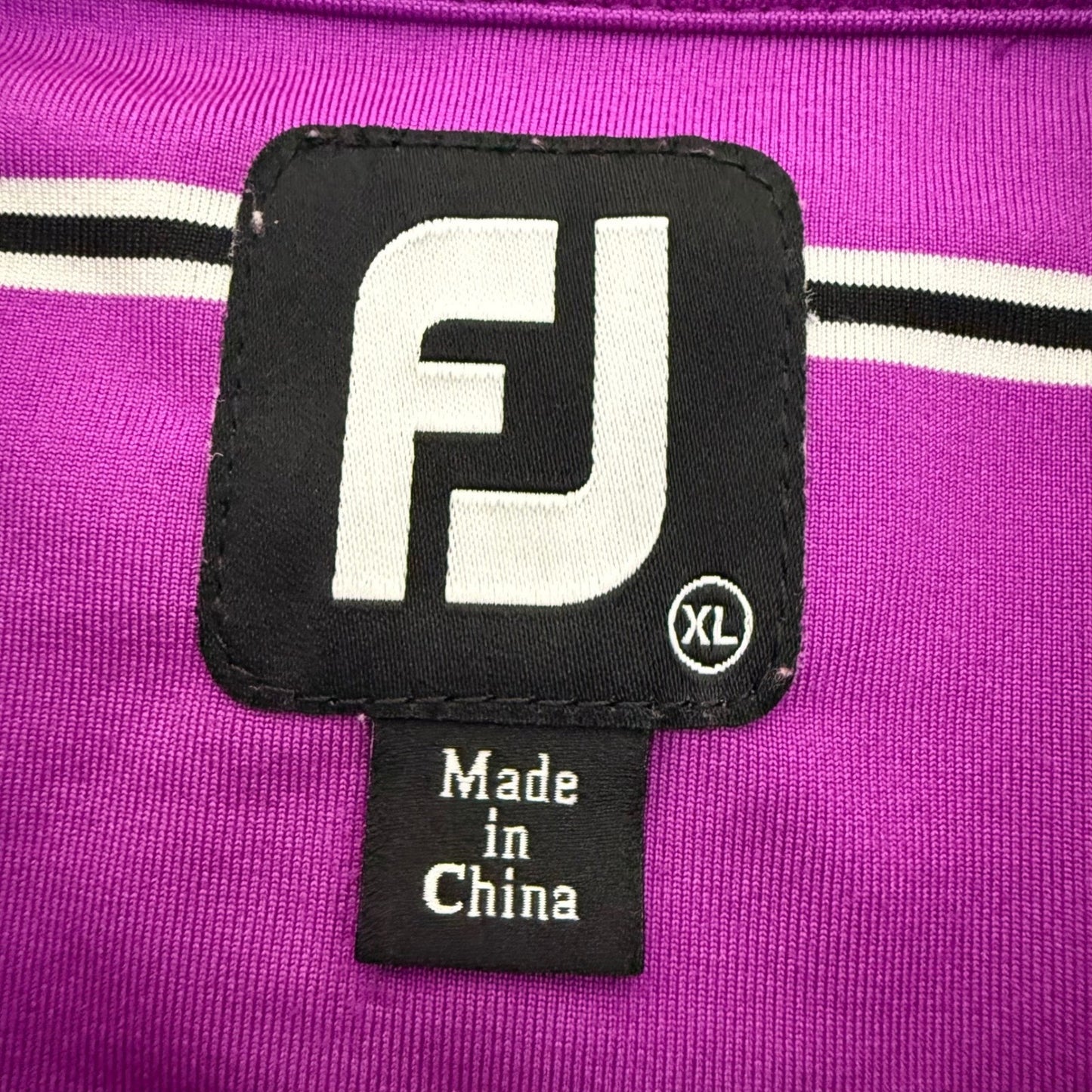 FootJoy FJ Mens Golf Polo Shirt XL Purple Stripe Performance Athletic Stretch