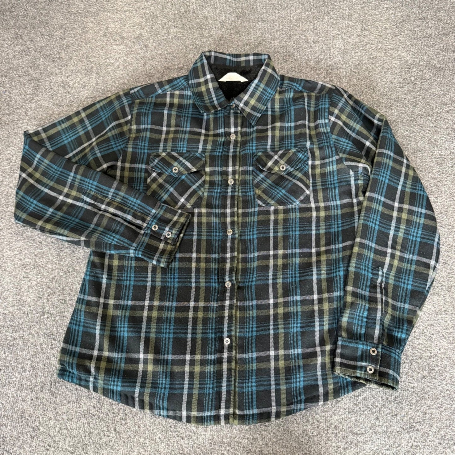 Mountain Khakis Christi Fleece Lined Shirt Jacket Plaid Teal Black Womens Large