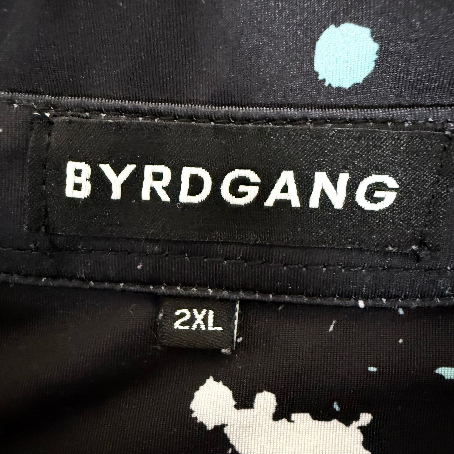 Byrdgang Mens 2XL Black Paint Splatter Performance Polo Shirt Short Sleeve Top