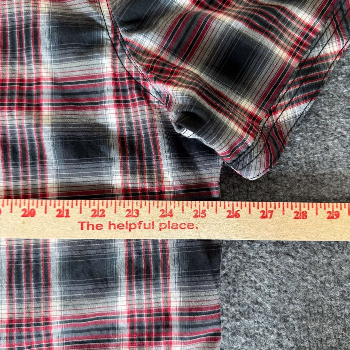 7 Diamonds Mens XXL Western Shirt Red Plaid Pearl Snap Cowboy VTG Short Sleeve