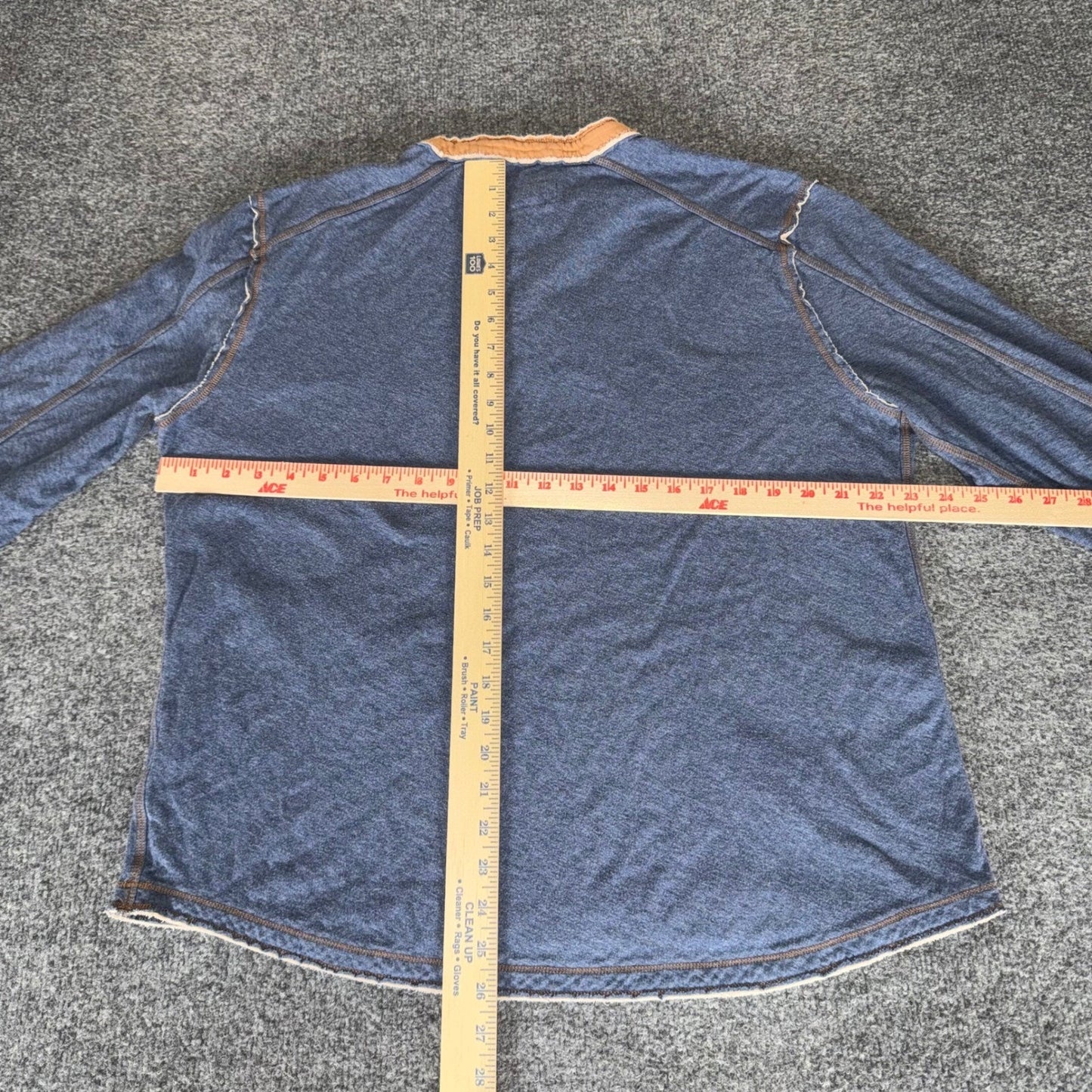 Carbon 2 Cobalt Kinetic Henley Shirt Mens Large Blue Long Sleeve Pullover Casual